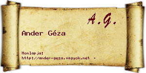 Ander Géza névjegykártya